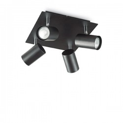 IDEAL LUX SPOT PL4 PLAFONIERA NERA CON DIFFUSORI ORIENTABILI 4x50W GU10