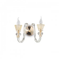 IDEAL LUX STRAUSS AP2 APPLIQUE IN VETRO CON ELEMENTI IN CRISTALLO DETTAGLI  IN ORO 2x40W