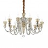 IDEAL LUX STRAUSS SP12 SOSPENSIONE IN VETRO CON ELEMENTI IN CRISTALLO E DETTAGLI  IN ORO 12x40W E14