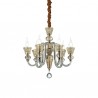 IDEAL LUX STRAUSS SP6 SOSPENSIONE IN VETRO CON ELEMENTI IN CRISTALLO E DETTAGLI  IN ORO 6x40W E14