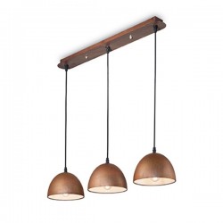 IDEAL LUX FOLK SP3 SOSPENSIONE IN METALLO DECORATO EFFETTO OSSIDATO CORTEN CON PARABOLA INTERNA BIANCA 3x60W