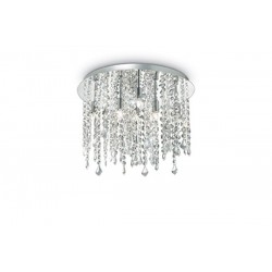 IDEAL LUX ROYAL PL8 PLAFONIERA CROMATA CON PENDAGLI IN CRISTALLO MOLATO 8x40W