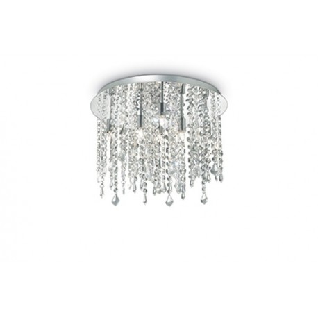IDEAL LUX ROYAL PL8 PLAFONIERA CROMATA CON PENDAGLI IN CRISTALLO MOLATO 8x40W