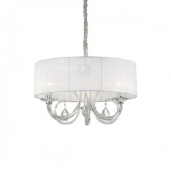 IDEAL LUX SWAN SP3 SOSPENSIONE CROMATA IN VETRO E CRISTALLO CON PARALUME IN ORGANZA