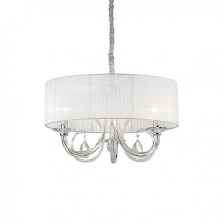 IDEAL LUX SWAN SP3 SOSPENSIONE CROMATA IN VETRO E CRISTALLO CON PARALUME IN ORGANZA