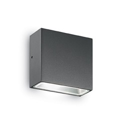 IDEAL LUX TETRIS-1 AP1 APPLIQUE IN ALLUMINIO ANTRACITE CON DIFFUSORE IN VETRO TEMPERATO IP44