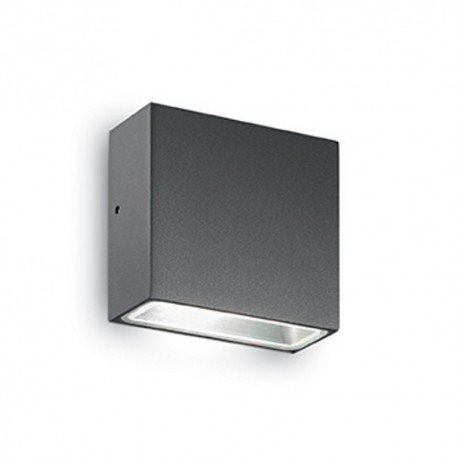 IDEAL LUX TETRIS-1 AP1 APPLIQUE IN ALLUMINIO ANTRACITE CON DIFFUSORE IN VETRO TEMPERATO IP44