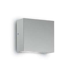 IDEAL LUX TETRIS-1 AP1 APPLIQUE IN ALLUMINIO GRIGIO CON DIFFUSORE IN VETRO TEMPERATO IP44