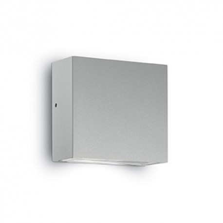 IDEAL LUX TETRIS-1 AP1 APPLIQUE IN ALLUMINIO GRIGIO CON DIFFUSORE IN VETRO TEMPERATO IP44