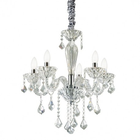 IDEAL LUX TIEPOLO SP5 SOSPENSIONE IN VETRO SOFFIATO CON ELEMENTI IN CRISTALLO 5x40W E14