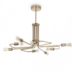 IDEAL LUX TRIUMPH SP8 SOSPENSIONE IN METALLO RIFINITA IN OTTONE INVECCHIATO 8x60W E27
