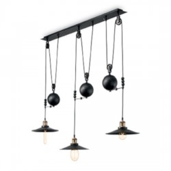 IDEAL LUX UP AND DOWN SP3 SOSPENSIONE IN METALLO NERO OPACO REGOLABILE IN ALTEZZA CON CONTRAPPESI 3x60W