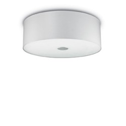 IDEAL LUX WOODY PL4 BIANCO PLAFONIERA IN METALLO CROMATO CON  DIFFUSORE CHIUSO SUL FONDO CON VETRO ACIDATO 4x60W E27