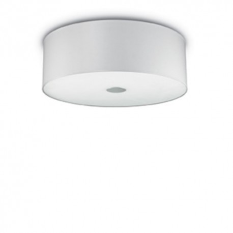 IDEAL LUX WOODY PL4 BIANCO PLAFONIERA IN METALLO CROMATO CON  DIFFUSORE CHIUSO SUL FONDO CON VETRO ACIDATO 4x60W E27