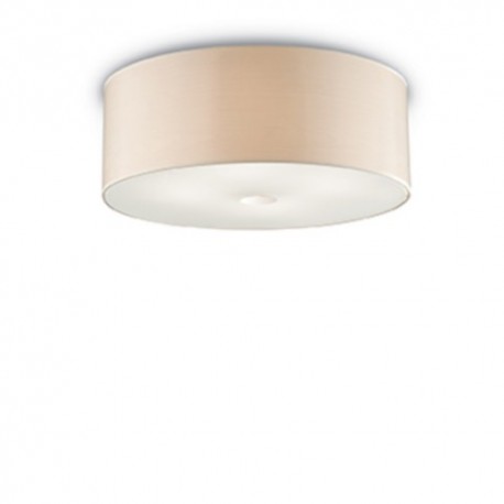 IDEAL LUX WOODY PL4 WOOD PLAFONIERA IN METALLO CROMATO CON  DIFFUSORE CHIUSO SUL FONDO CON VETRO ACIDATO 4x60W E27