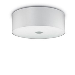 IDEAL LUX WOODY PL5 BIANCO PLAFONIERA IN METALLO CROMATO CON  DIFFUSORE CHIUSO SUL FONDO CON VETRO ACIDATO 5x60W E27