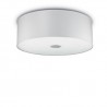 IDEAL LUX WOODY PL5 BIANCO PLAFONIERA IN METALLO CROMATO CON  DIFFUSORE CHIUSO SUL FONDO CON VETRO ACIDATO 5x60W E27