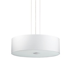 IDEAL LUX WOODY SP4 BIANCO SOSPENSIONE IN METALLO CROMATO CON  DIFFUSORE CHIUSO CON VETRO ACIDATO 4x60W E27