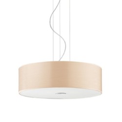 IDEAL LUX WOODY SP4 WOOD SOSPENSIONE IN METALLO CROMATO CON  DIFFUSORE CHIUSO CON VETRO ACIDATO 4x60W E27