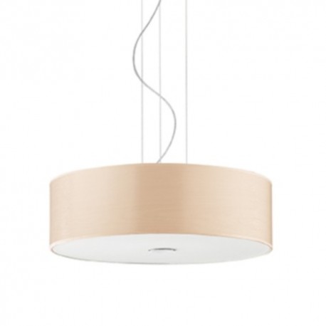 IDEAL LUX WOODY SP4 WOOD SOSPENSIONE IN METALLO CROMATO CON  DIFFUSORE CHIUSO CON VETRO ACIDATO 4x60W E27