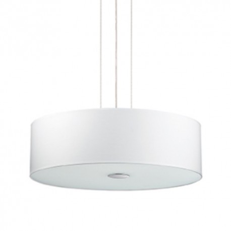 IDEAL LUX WOODY SP5 BIANCO SOSPENSIONE IN METALLO CROMATO CON  DIFFUSORE CHIUSO CON VETRO ACIDATO 5x60W E27