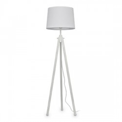 IDEAL LUX YORK PT1 BIANCO LAMPADA DA TERRA TREPPIEDE CON PARALUME RIVESTITO IN TESSUTO 60W E27