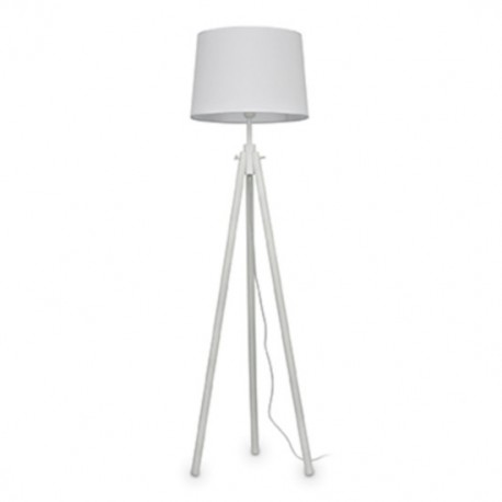 IDEAL LUX YORK PT1 BIANCO LAMPADA DA TERRA TREPPIEDE CON PARALUME RIVESTITO IN TESSUTO 60W E27