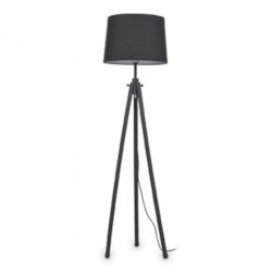 IDEAL LUX YORK PT1 NERO LAMPADA DA TERRA TREPPIEDE CON PARALUME RIVESTITO IN TESSUTO 60W E27