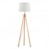 IDEAL LUX YORK PT1 WOOD LAMPADA DA TERRA TREPPIEDE CON PARALUME RIVESTITO IN TESSUTO 60W E27