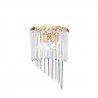 IDEAL LUX CARLTON AP3 APPLIQUE ORO DECORATA CON BARRE IN CRISTALLO MOLATO TRASPARENTE 3x40W E14