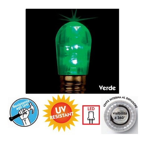 WIMEX 4500936 LAMPADINA PER LUMINARIE LineaLED E14 3LED V14 5LM VERDE